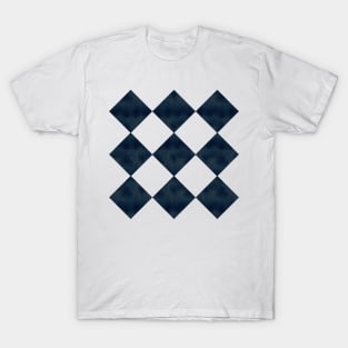 Aged Black And White Diagonal Checks T-Shirt